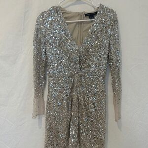 French Connection Beige Sparkly Dress. Size 4